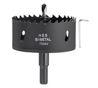 CoCud 2-61/64"(75mm) Hole Saw, M42 Bi-Metal Hex Shank Hole Cutters Drill Bit with Spring - Cutting Tool for Thick Metal Board Alloy Steel Plate. Black