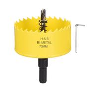 CoCud 2-7/8"(73mm) Hole Saw, M42 Bi-Metal Hex Shank Hole Cutters Drill Bit with Spring - Cutting Tool for Thick Metal Board Alloy Steel Plate. Yellow