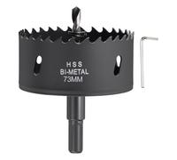 CoCud 2-7/8"(73mm) Hole Saw, M42 Bi-Metal Hex Shank Hole Cutters Drill Bit with Spring - Cutting Tool for Thick Metal Board Alloy Steel Plate. Black