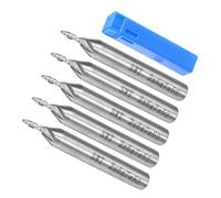 CoCud 2-Flute Spiral End Mill Bits, 2mm Diameter 7mm Length, High Speed Steel Straight Milling Cutter with Storage Case- (Applications: for Plywood Hardwood Plastic), 5-Pieces