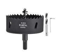 CoCud 3-3/8" 86mm Hole Saw Bi-Metal Hole Cutter W/ 2pcs Drill Bit Black