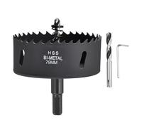 CoCud 3-7/64" 79mm Hole Saw Bi-Metal Hole Cutter W/ 2pcs Drill Bit Black