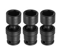 CoCud 3/8" Drive Impact Swivel Socket 18mm Universal Joint Socket 3Pcs | CR-MO Steel 6-Point Joint Adapter Wobble,Application: For Automotive Repair,Mechanical Maintenance,Home Garage