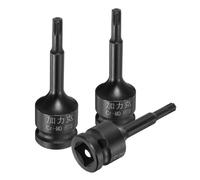 CoCud 3Pcs 6mm Impact Ribe Bit Socket 1/2" Drive RT6 Spline Hex Bit Socket | 78mm/3.07" Length CR-MO Steel Metric Hex Screwdriver Adapter for Fastening Screws Ratchet Wrench Head Drill