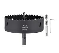 CoCud 4-3/8" 111mm Hole Saw Bi-Metal Hole Cutter W/ 2pcs Drill Bit Black