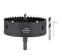 CoCud 4-5/16" 110mm Hole Saw Bi-Metal Hole Cutter W/ 2pcs Drill Bit Black