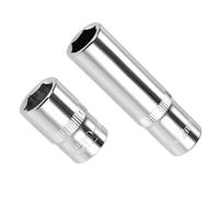 CoCud 6-Point Socket, 3/8" Drive 12mm Deep, Polished Chromed CR-V Metric Deep and Shallow Impact Socket - (Applications: for Ratchet Torque Electric Wrenches Car Repair), 2-Pieces