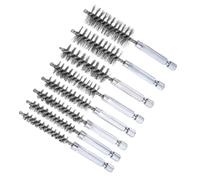 CoCud Bore Brushes Set, 8mm 9mm 10mm 11mm 13mm 15mm 17mm 19mm Dia, Stainless Steel Twisted Cleaning Wire Brushes with 1/4 Inch Hex Shank - (Applications: for Power Drill), 8-Pieces