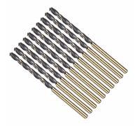 CoCud Drill Bit, 3mm Cutting Diameter, 4341 HSS Jobber Bits Gold and Black 118° Cutting Angle - (Applications: for Drilling Plastic Wood Soft Metal), 10-Pieces