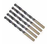 CoCud Drill Bit, 6mm Cutting Diameter, 4341 HSS Jobber Bits Gold and Black 118° Cutting Angle - (Applications: for Drilling Plastic Wood Soft Metal), 5-Pieces