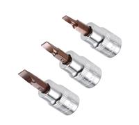 CoCud FD4/FD5.5/FD6.5 Slotted Bit Socket 3/8" Drive S2 Steel CR-V Power Impact Socket Flat Head Screwdriver Bits - (Applications: for Fastening Machinery Screws), 3-Pieces