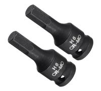CoCud Impact Hex Bit Socket, 6mm 1/4" Square Drive 35mm Length, CR-MO Chamfer Design Pin Hole Metric Hex Socket - (Applications: for Impact Wrench Home Improvement), 2-Pieces