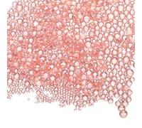 CoCud Iridescent Glass Tiny Bubble Beads, 0.4-3mm 10g No Hole Micro Mini Round Coral Pink Water Droplets Beads - Applications: for Resin Filler, Nail Art, Dollhouse Bath Tub