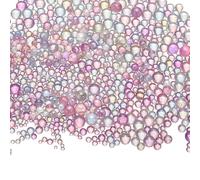 CoCud Iridescent Glass Tiny Bubble Beads, 0.4-3mm 10g No Hole Micro Mini Round Pastel Color Water Droplets Beads - Applications: for Resin Filler, Nail Art, Dollhouse Bath Tub