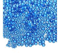 CoCud Iridescent Glass Tiny Bubble Beads, 0.4-3mm 10g No Hole Micro Mini Round Sapphire Blue Water Droplets Beads - Applications: for Resin Filler, Nail Art, Dollhouse Bath Tub