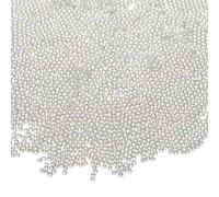 CoCud Iridescent Glass Tiny Bubble Beads, 1.0-1.5mm 20g No Hole Micro Mini Round White Transparent Water Droplets Beads - Applications: for Resin, Nail Art, Dollhouse Bath Tub, 2-Pieces