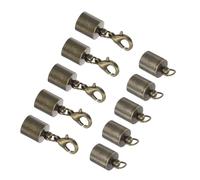 CoCud Leather Cord End Cap with Lobster Claw Clasps, 7.5mm ID, Jewelry Connector Findings Bronze - (Applications: for Bracelets Necklaces), 5-Pieces