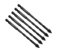 CoCud Masonry Drill Bit, 8mm Cutting Dia 118mm Length 1/4" Hex Shank Carbide Cross Tip Concrete Drill Bit Set Black - (Applications: for Wood Glass Brick Cement), 5-Pieces