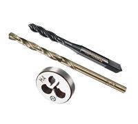 CoCud Metric Tap and Die and Drill Bit Set, M4 x 0.7 Tap & Die Thread 3.3mm Drill Diameter, Spiral Flute Machine Screw Tap Tool Kit - (Applications: for Threading Tapping Repair)