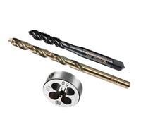 CoCud Metric Tap and Die and Drill Bit Set, M5 x 0.8 Tap & Die Thread 4.2mm Drill Diameter, Spiral Flute Machine Screw Tap Tool Kit - (Applications: for Threading Tapping Repair)