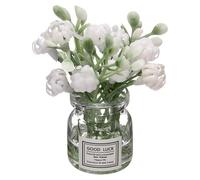 CoCud Mini Flowers Dollhouse in Vase, 2.36" Total Length, Silk Plastic Miniature Dollhouse Accessories with Tiny Jasmine White - (Applications: for Fairy Micro House Ornament) 1-Pieces