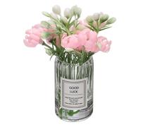 CoCud Mini Flowers Dollhouse in Vase, 2.76" Total Length, Silk Plastic Miniature Dollhouse Accessories with Tiny Jasmine Pink - (Applications: for Fairy Micro House Ornament) 1-Pieces