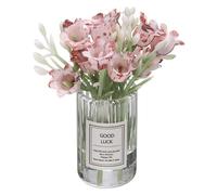 CoCud Mini Flowers Dollhouse in Vase, 2.76" Total Length, Silk Plastic Miniature Dollhouse Accessories with Tiny Lily Pink - (Applications: for Fairy Micro House Ornament) 1-Pieces