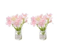 CoCud Mini Flowers Dollhouse in Vase, Silk Plastic Miniature Dollhouse Accessories with Tiny Flower Light Pink - (Applications: for 1:12 1:8 or 1:6 Scale Fairy Micro House) 2-Pieces