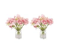 CoCud Mini Flowers Dollhouse in Vase, Silk Plastic Miniature Dollhouse Accessories with Tiny Flower Pink - (Applications: for 1:12 1:8 or 1:6 Scale Fairy Micro House) 2-Pieces