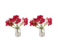 CoCud Mini Flowers Dollhouse in Vase, Silk Plastic Miniature Dollhouse Accessories with Tiny Flower Red - (Applications: for 1:12 1:8 or 1:6 Scale Fairy Micro House) 2-Pieces
