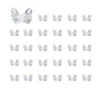 CoCud Mini Resin Butterflies, 6mm Length, Resin Miniature Dollhouse Accessories White Iridescent - (Applications: for Crafts Nail Art Fairy Micro Landscaping Ornament) 50-Pieces