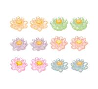 CoCud Mini Resin Flower, 0.94" Diameter, Miniature Tiny Lotus Dollhouse Mixing Colours - (Applications: for Fairy Garden Dollhouse Party Favors Micro Landscaping) 1-Set(12-Pieces)