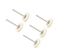 CoCud Mini Wool Felt Buffing Wheels Ball, 25mm Dia 5.5mm Thick 2.35mm Shank, White Round Polishing Kit - (Applications: for Rotary Tool), 5-Pieces