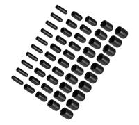 CoCud Round Rubber End Caps, 1/8" 3/16" 1/4" 5/16" 3/8" ID Vinyl Cover Flexible Screw Thread Protectors Rubber Bolt Caps Vacuum Caps Black - (Applications: for Metal Tube Rod), 50-Pieces