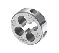 CoCud Round Thread Repair Die, 1/4"-32 UNEF Die 20mm OD, Alloy Tool Steel Cylindrical Pipe Threading Tool with 4 Chip Holes - (Applications: for Threading Repairing)