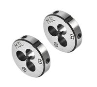 CoCud Round Thread Repair Die, M3 x 0.5 Die 20mm OD, Alloy Tool Steel Left Hand Cylindrical Pipe Threading Tool with 3 Chip Holes - (Applications: for Threading Repairing), 2pieces