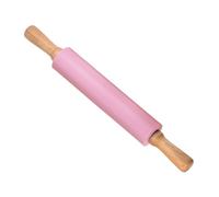 CoCud Silicone Rolling Pins, 17" Length, Silicone & Oak Non-Stick Ergonomic Wooden Handle Fondant Dough Roller Pink - (Applications: for Baking DIY Projects)