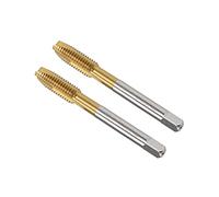 CoCud Spiral Point Taps, Metric M8 x 1.25 Thread, Titanium Coated High Speed Steel 6542 Screw Milling Threading Tap - (Applications: for Tapping Drilling Machine), 2-Pieces