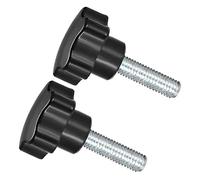 CoCud Star Clamping Knobs, M10 x 25mm Male Thread 47.5mm Head, Plastic Thumb Screw Grip Hand Knobs Threaded Bolt Black - (Applications: for Lathe Machinery), 2-Pieces