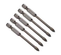 CoCud Titanium Masonry Drill Bit, 5mm Cutting Dia 74mm Length 1/4" Hex Shank Carbide Cross Tip Concrete Drill Bits Yellow - (Applications: for Wood Glass Brick Cement), 5-Pieces