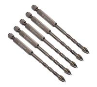 CoCud Titanium Masonry Drill Bit, 6mm Cutting Dia 98mm Length 1/4" Hex Shank Carbide Cross Tip Concrete Drill Bits Yellow - (Applications: for Wood Glass Brick Cement), 5-Pieces