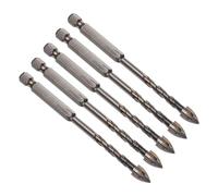 CoCud Titanium Masonry Drill Bit, 7mm Cutting Dia 100mm Length 1/4" Hex Shank Carbide Cross Tip Concrete Drill Bits Yellow - (Applications: for Wood Glass Brick Cement), 5-Pieces