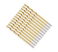 CoCud Twist Drill Bits, 2.6mm Drilling Diameter, Titanium Coated High Speed Steel 6542 Straight Round Shank - (Applications: for Stainless Steel Alloy Metal), 12-Pieces