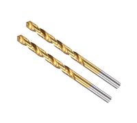 CoCud Twist Drill Bits, 6.8mm Drilling Diameter, Titanium Coated High Speed Steel 6542 Straight Round Shank - (Applications: for Stainless Steel Alloy Metal), 2-Pieces