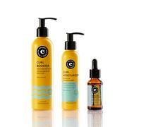 COCUNAT - Shiny Curls Plan - Moisturizer Leave In + Curl Booster + Argan Oil Serum - Curly Method - Moisturises, Detangles, Nourishes, Eliminates Frizz - 250ml+150ml + 30ml