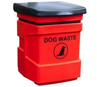 Cocus 40L Dog Waste Bin - Outdoor Dog Litter Bin for Parks, Footpaths & Public Spaces, Wall or Post Mounted with Self-Closing Lid & Removable Liner for Dog Poo (Red w/Post Mount)