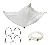 COCUS Ceiling Leak Diverter Bundle - Heavy Duty Roof Leak Drainage Tarp & Kit - Includes Semi-Translucent Vinyl Diverter, Hanging Straps & 1/2" UK Standard Drainage Hose (305cm x 610cm)