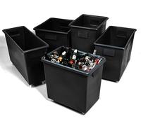 Cocus Durable Plastic Black Bottle Bin for Bars & Pubs - Mobile Container Truck with Wheels for Glass Bottle Disposal, Catering, Industrial, Warehouse & Glass Recycling (150L)