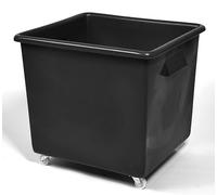 Cocus Durable Plastic Black Bottle Bin for Bars & Pubs - Mobile Container Truck with Wheels for Glass Bottle Disposal, Catering, Industrial, Warehouse & Glass Recycling (185L)