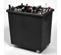 Cocus Durable Plastic Black Bottle Bin for Bars & Pubs - Mobile Container Truck with Wheels for Glass Bottle Disposal, Catering, Industrial, Warehouse & Glass Recycling (135L)